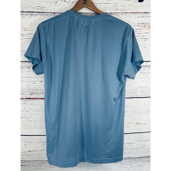 Adidas Mens Light Blue T-Shirt With Red Logo Design Short Sleeves Lightweight & - Picture 4 of 10